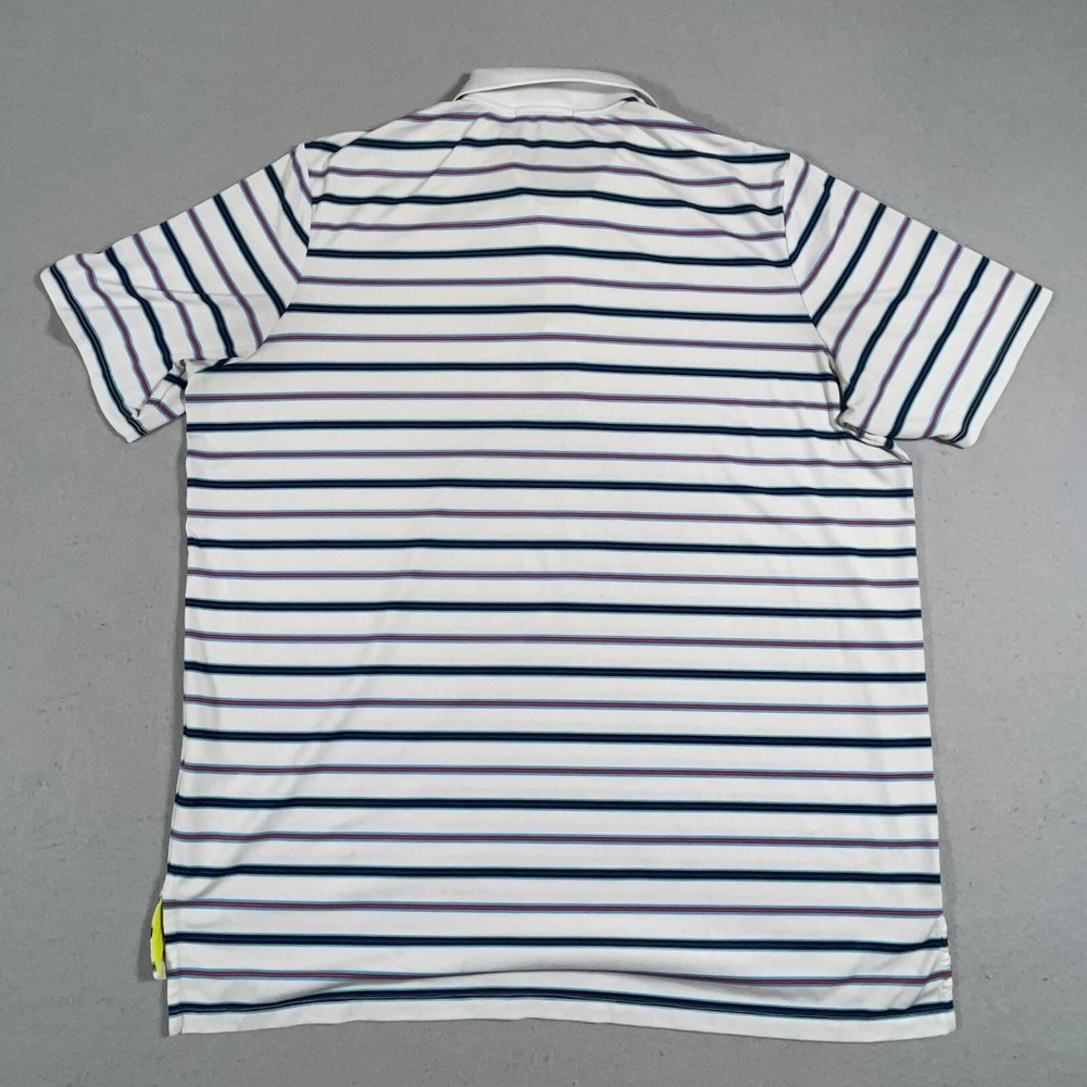 RLX Ralph Lauren Polo Men XL Athletic Fit White Striped Golf Performance Preppy - Picture 9 of 10